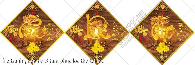 file tranh ghep bo 3 tam phuc loc tho tai loc